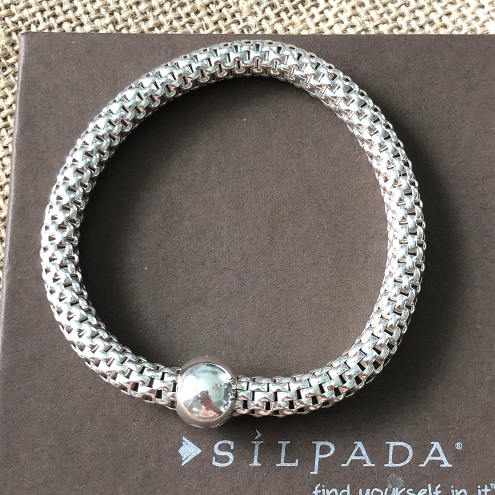 Silpada Sterling Silver .925 Italian Mesh Stretch Bracelet - A Favorite!